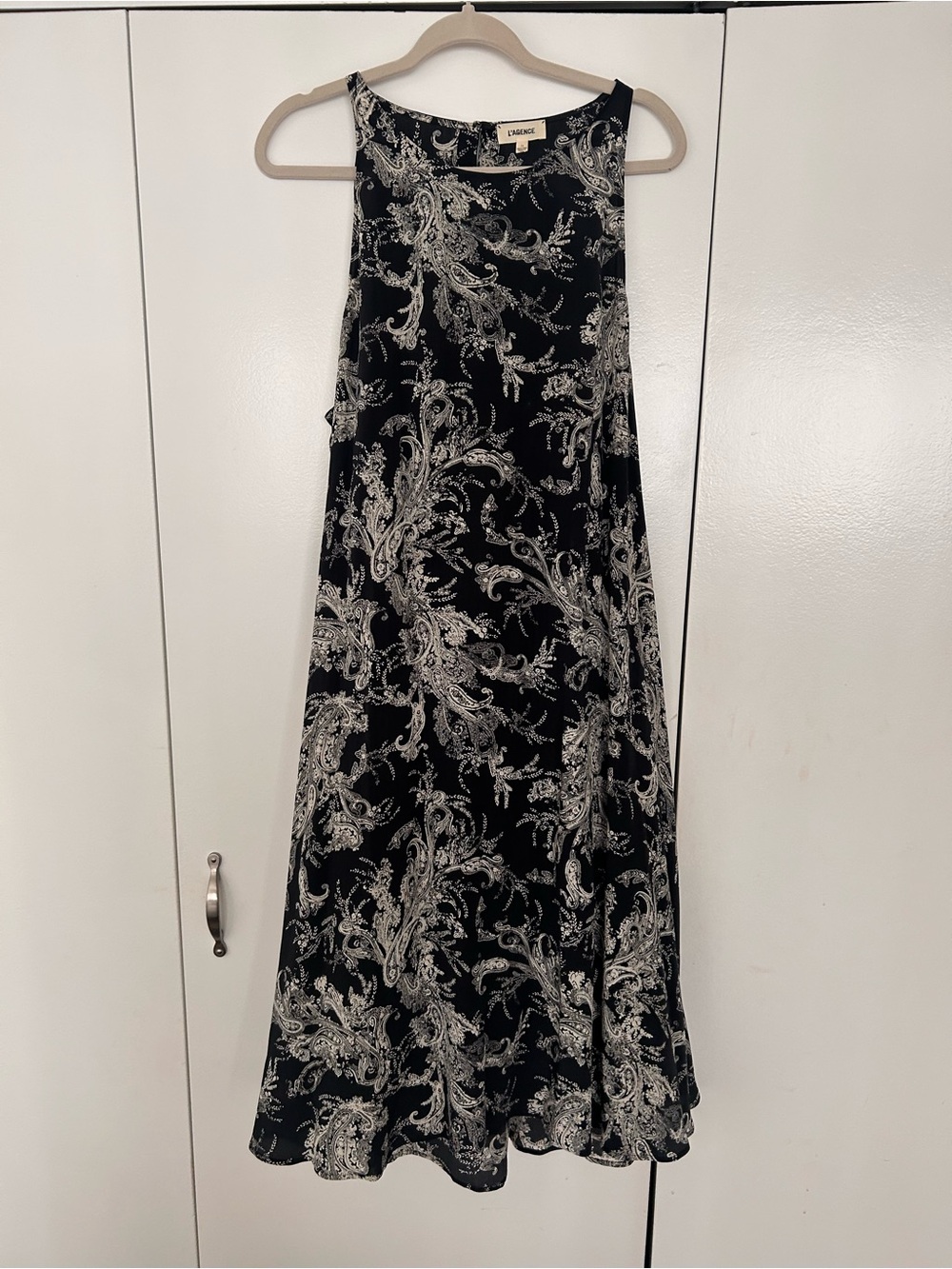 L'AGENCE Black and White Paisley Maxi Dress